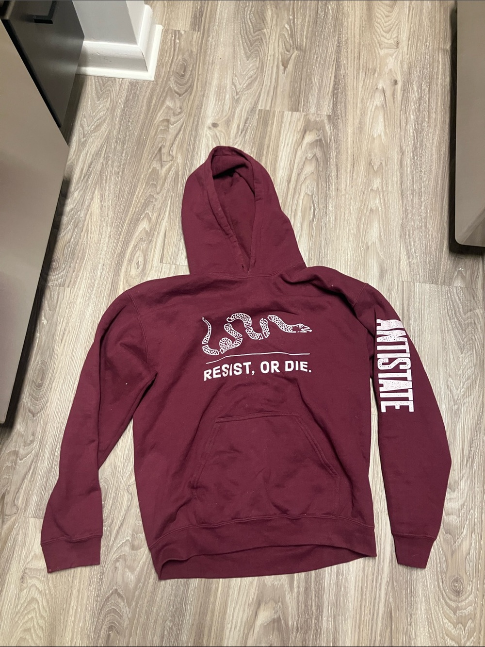 Maroon 'Resist, Or Die.' Graphic Hoodie - Men (Antistate)
